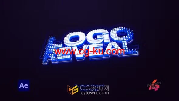 创意赛博朋克数字发光LOGO视频片头-AE模板的图片1
