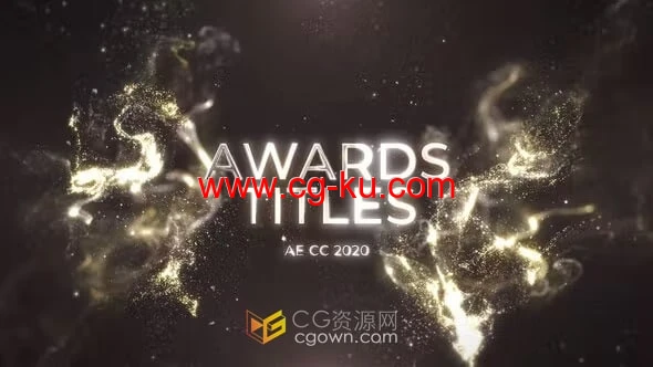 Gold Awards Titles耀斑闪光粒子金色标题宣传晚会视频-AE模板的图片1