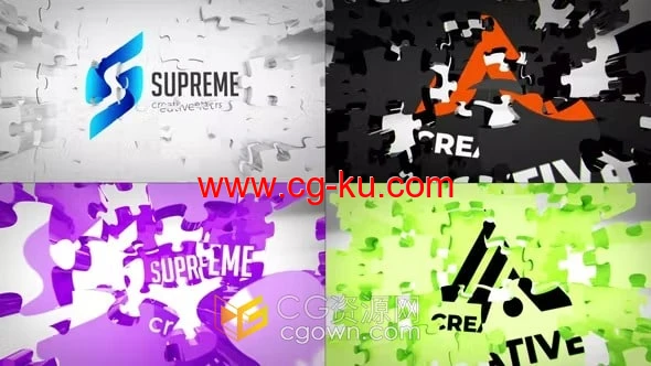 3D Puzzle Logo三维拼图动画视频片头-AE模板的图片1