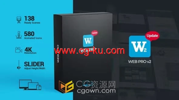 Web Pro v2 AE模板130个预制页面设计布局展示动画的图片1