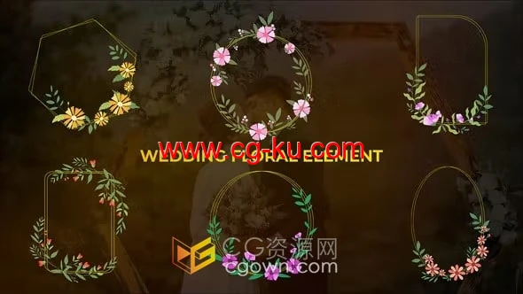 6组婚礼装饰多彩花卉元素动画-AE模板下载的图片1