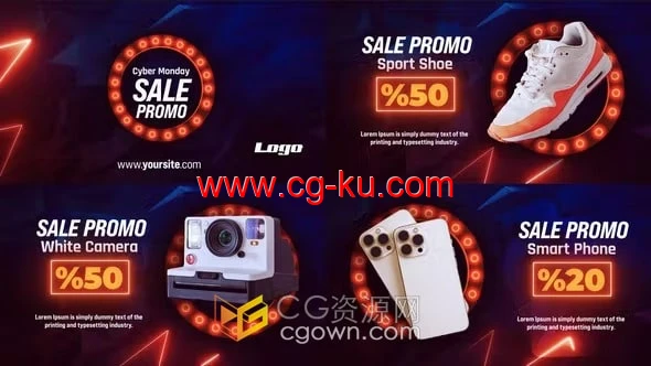 霓虹灯动画大减价季节销售商品宣传广告片视频-AE模板的图片1