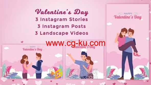 情人节浪漫情侣卡通MG动画视频AE模板的图片1