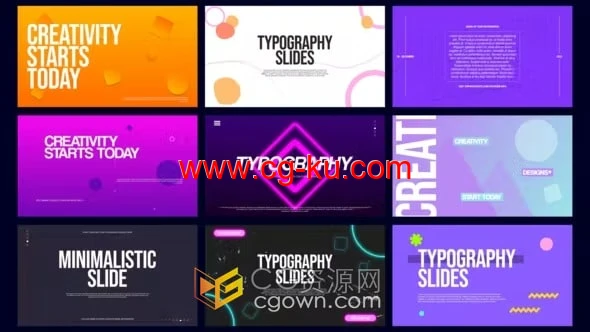 Typography Slides AE模板9组创意排版介绍幻灯片视频的图片1