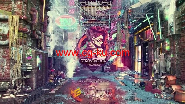 Cyberpunk City Game Logo赛博朋克城市游戏视频片头AE模板的图片1