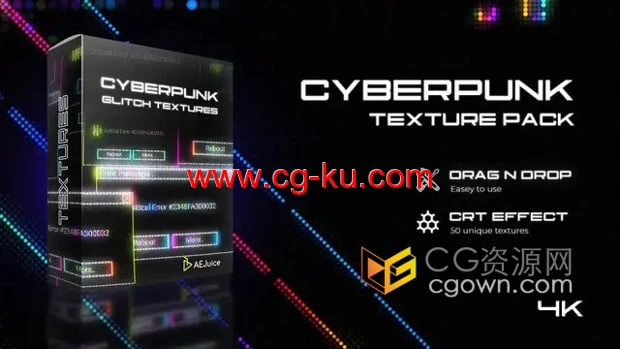 Cyber​​punk Glitch Texture 50多种赛博朋克故障特效纹理动画AE/PR模板/视频素材的图片1