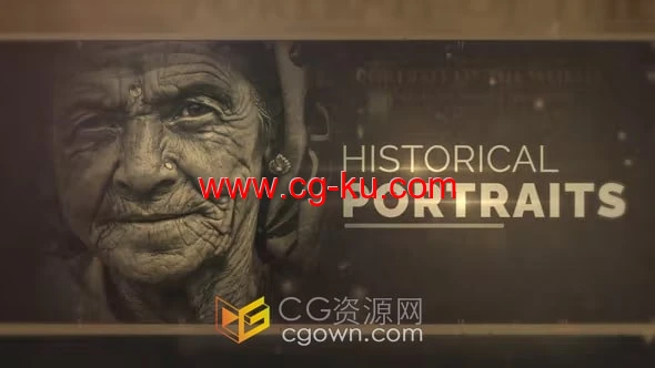 历史纪录片人物肖像照片幻灯片复古视频相册-AE模板的图片1