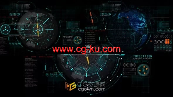 HUD用户界面信息科技地球元素HUD UI Earth 2-AE模板的图片1