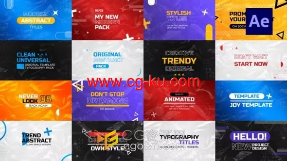 AE模板-16个现代彩色文本标题Modern Colorful Titles的图片1