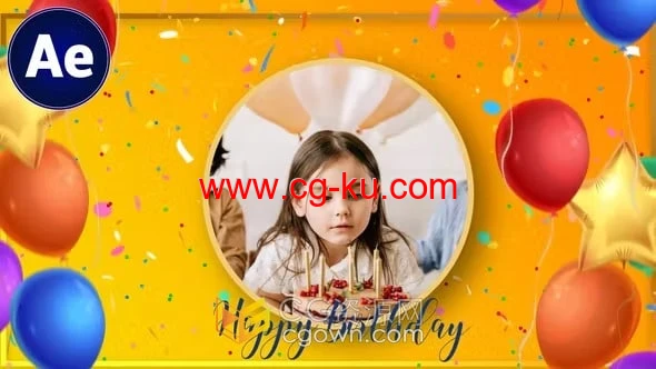 五彩纸屑庆祝视频生日相册-AE模板的图片1