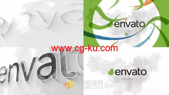 水彩描边LOGO标志显示带方形垂直版-AE模板的图片1