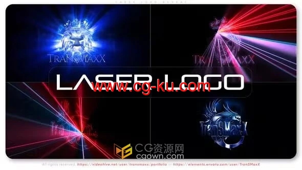 AE模板-带有金属激光束和爆炸效果激光标志动画的图片1