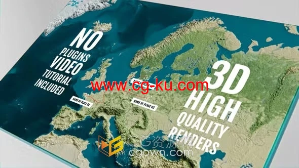 三维欧洲物理地图3D Physical Map-AE模板的图片1