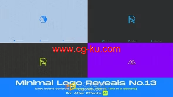 AE模板-抽象线条标志视频课程LOGO社交媒体广告介绍结尾动画的图片1