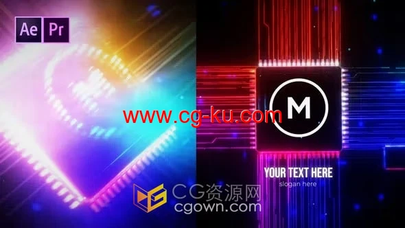 ai人工智能芯片光线特效LOGO演绎视频片头-AE与PR模板的图片1