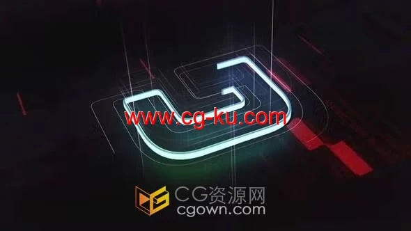 AE模板-赛博朋克风格标志轮廓渐变绘制科技LOGO动画的图片1