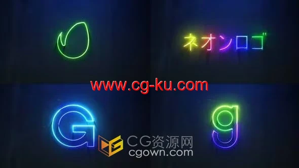 AE模板-霓虹灯发光标志动画Neon Logo Reveal的图片1