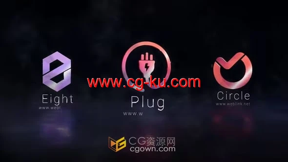 Smoke Logo烟雾揭示标志翻转故障动画-AE模板的图片1