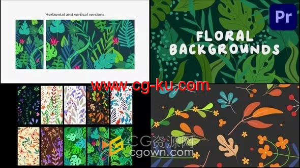 10组插画风格花卉动画背景效果视频素材PR模板的图片1