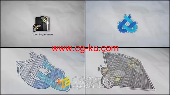 AE模板-铅笔绘制素描风格标志显示的图片1