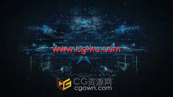 技术数字开场白蓝色粒子背景标题-AE模板的图片1