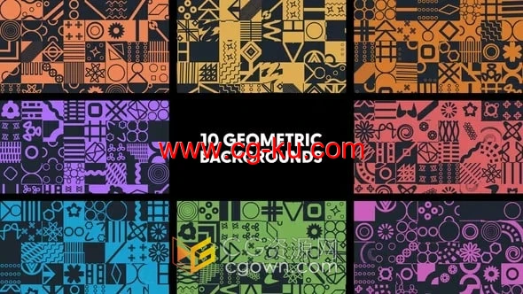 10个不规则几何图形艺术画布背景元素-AE模板的图片1