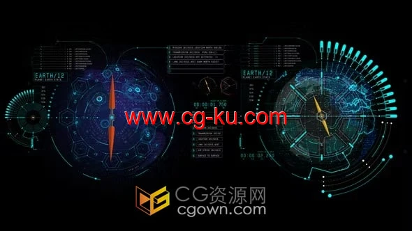 HUD模块化数字指南针屏幕用户界面地球元素-AE模板的图片1