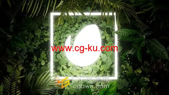 神秘清新自然草丛场景明亮发光标志显现-AE模板的图片1