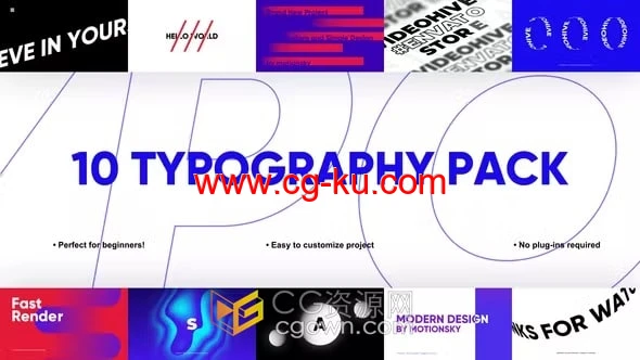 10个创意动态图形文字动画排版标题-AE模板的图片1