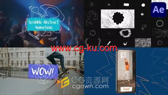 手绘涂鸦抽象动画贴纸用于抖音视频制作街头艺术活动宣传-AE模板的图片1