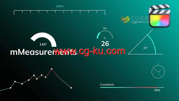 mMeasurements FCPX插件22个可编辑测量标注显示数值动画预设的图片1
