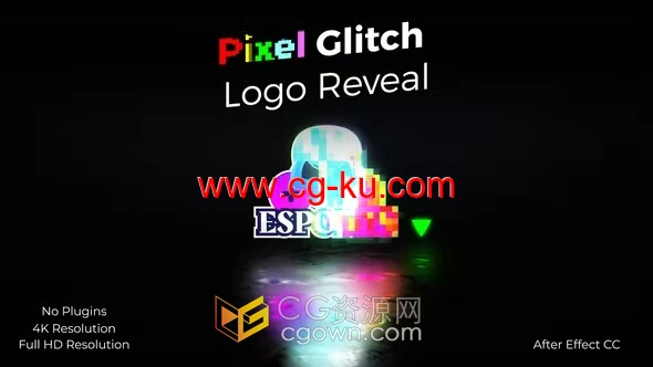 4K分辨率像素化方块故障特效LOGO动画视频-AE模板的图片1