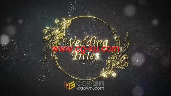 闪亮金色光泽花艺设计花卉婚礼标题-AE模板下载的图片1
