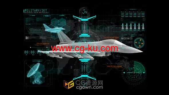 HUD Info Military Fighte军事战斗机平视显示器元素-AE模板的图片1