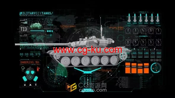 HUD信息军事坦克电子科技游戏战争武器军事科技元素-AE模板的图片1