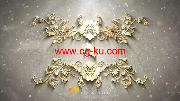 豪华金色皇家装饰曼陀罗花卉框架复古标志动画-AE模板的图片1