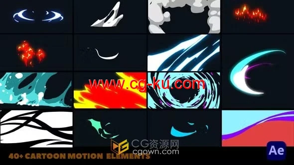 4K彩色2D FX卡通运动元素-AE卡通特效模板的图片1