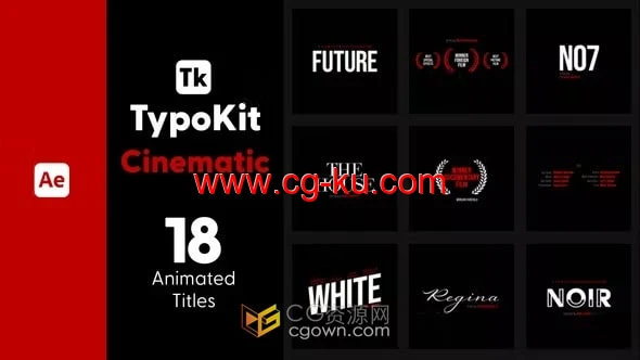 AE模板-18个电影字幕视频标题Typo Kit Cinematic Titles的图片1