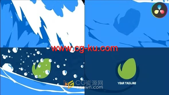 DR达芬奇模板-卡通海洋液体风格波浪水珠飞溅LOGO动画的图片1