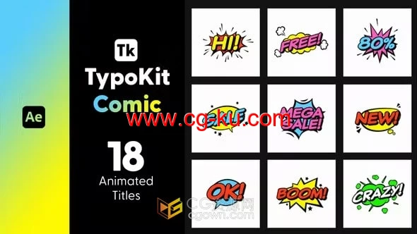 18组卡通漫画风格综艺节目字幕文字标题动画-AE与PR模板的图片1