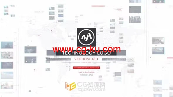 AE模板-世界地图背景互联网信息科技多屏展示标志片头的图片1