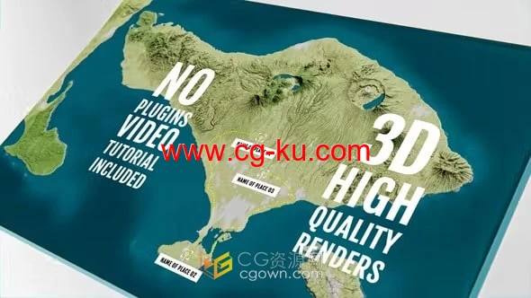 巴厘岛/印度尼西亚旅游路线演示3D物理地图-AE模板的图片1