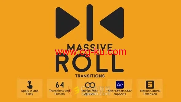 Massive Roll Transitions AE脚本预设包64种滚动移动特效视频转场的图片1