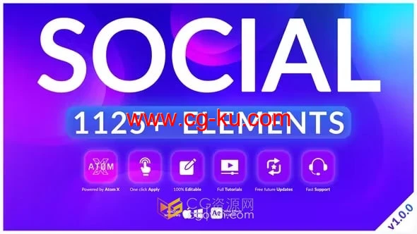 Social Pack AE脚本预设包1125组场景排版文字标题画面特效背景动画的图片1