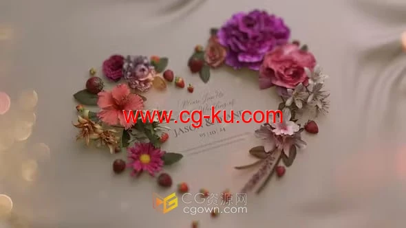 婚礼周年纪念精美花卉照片卡通幻灯片视频-AE模板的图片1