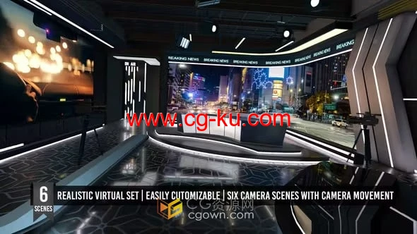 AE模板-虚拟演播室3d虚拟布景新闻广播包装场景的图片1