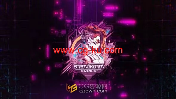 PR模板-冲击波网络标志动画炫酷赛博朋克LOGO的图片1