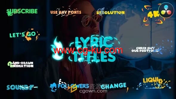 DR达芬奇模板-卡通气泡烟雾水飞溅文字动画歌词标题的图片1