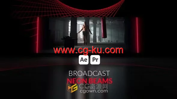 AE与PR模板-带霓虹灯光束背景动画体育运动视频宣传包装的图片1