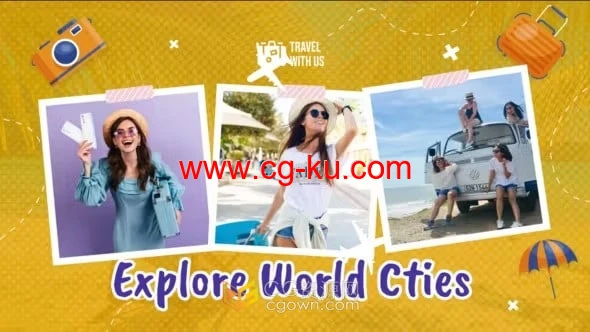 AE模板-冒险旅行参观录像海滩派对幻灯片假期照片相册的图片1